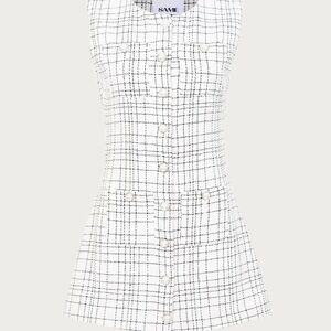 SAME White and Black Windowpane Mini Dress